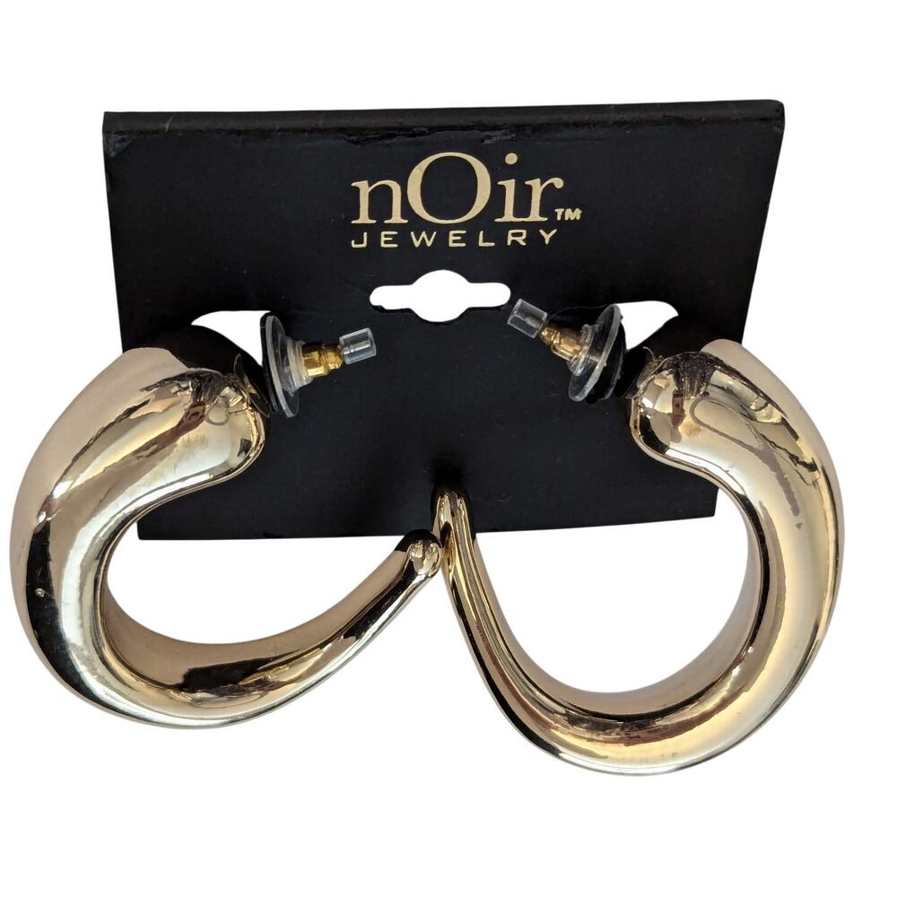 nOir Chunky Gold Tone Teardrop Drop Earrings